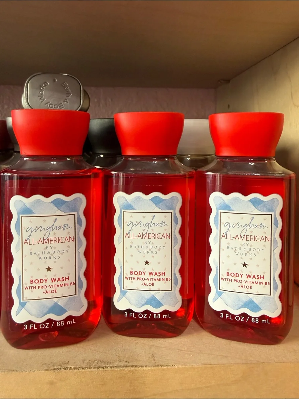New 3 Bath & Body Works Gingham All-American Body Wash - Red